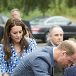 Le prince William, sous les yeux de son épouse la duchesse Catherine de Cambridge, a aidé à relever le Lord Lieutenant Jonathan Douglas-Hughes, victime d'une mauvaise chute lors de leur arrivée le 16 septembre 2016 à la Stewards Academy, une école de Harlow (Essex) où ils venaient promouvoir leur initiative Heads Together en faveur de la santé mentale.
Kate Middleton et le prince William étaient en visite à la Stewards Academy à Harlow, dans l'Essex, le 16 september 2016 pour continuer de soutenir la campagne Heads Together en faveur du bien-être mental des jeunes.