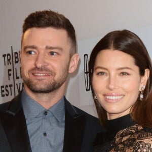 Justin Timberlake et sa femme Jessica Biel à la première de "The Devil and the Deep Blue Sea' à New York, le 14 avril 2016