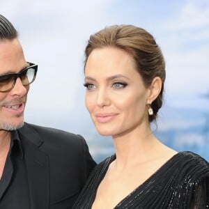 Angelina Jolie et Brad Pitt - Première du film "Maleficent" à Londres le 8 mai 2014.