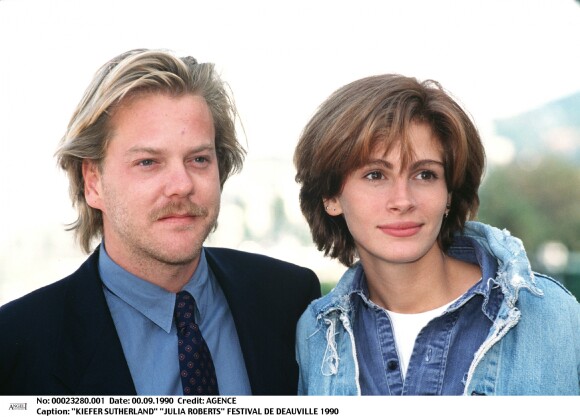 Kiefer Sutherland et Julia Roberts en 1990 à Deauville