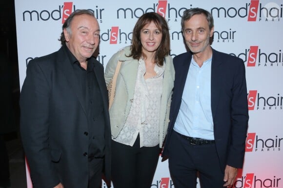 Exclusif - Valérie Bonneton entre Frédéric Bérard (cofondateur de Mod's Hair) et Alain Viot (président de Mod's Hair) - Inauguration du nouveau salon de coiffure "Studio" de Mod's Hair" à Paris, le 26 septembre 2016. © CVS/Bestimage