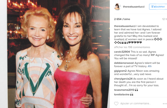 Susan Lucci rend hommage à Agnes Nixon sur Instagram le 28 septembre 2016.