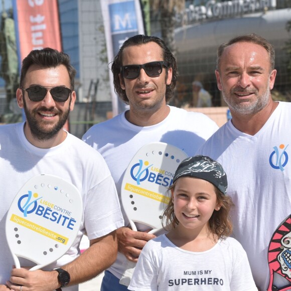 Exclusif - Les parrains Séverine Beltrame, Laurent Ournac et les docteurs Guillaume Pourcher et David Nocca participent a un tournoi de beach tennis lors de la journée de la Ligue Contre l'Obésité à l'Odysseum de Montpellier. Le 11 septembre 2016 © Giancarlo Gorassini / Bestimage