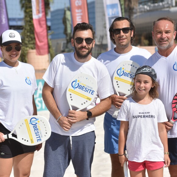 Exclusif -Les parrains Séverine Beltrame, Laurent Ournac et les docteurs Guillaume Pourcher et David Nocca participent a un tournoi de beach tennis lors de la journée de la Ligue Contre l'Obésité à l'Odysseum de Montpellier. Le 11 septembre 2016 © Giancarlo Gorassini / Bestimage