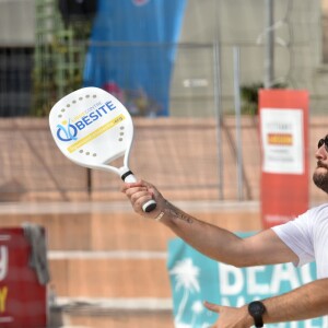 Exclusif - Laurent Ournac, parrain de la Ligue Contre l'Obésité participe à un tournoi de beach tennis à l'Odysseum de Montpellier. Le 11 septembre 2016 © Giancarlo Gorassini / Bestimage