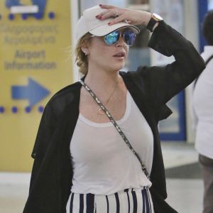 Lindsay Lohan à l'aéroport international d'Athènes  le 11 septembre 2016.