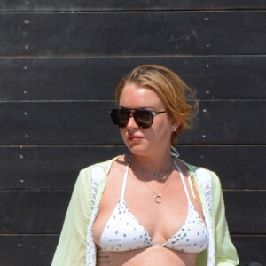 Lindsay Lohan en vacances à Mykonos le 31 août 2016.
