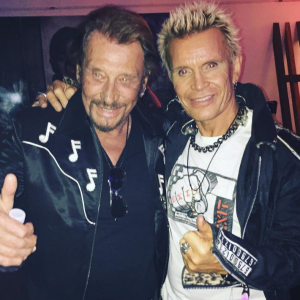 Johnny Hallyday et Billy Idol à la soirée de la griffe Chrome Hearts, à Los Angeles le 30 septembre 2016.
