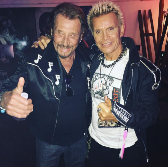 Johnny Hallyday et Billy Idol à la soirée de la griffe Chrome Hearts, à Los Angeles le 30 septembre 2016.