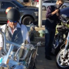 Johnny Hallyday et Guillaume Canet s'offrent une petite virée à moto dans Malibu, le 2 octobre 2016.