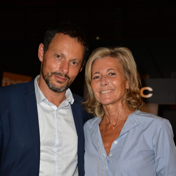 Semi-exclusif - Marc-Olivier Fogiel et Claire Chazal - Prix du roman Fnac 2016 au Carreau du Temple à Paris le 1er septembre 2016.