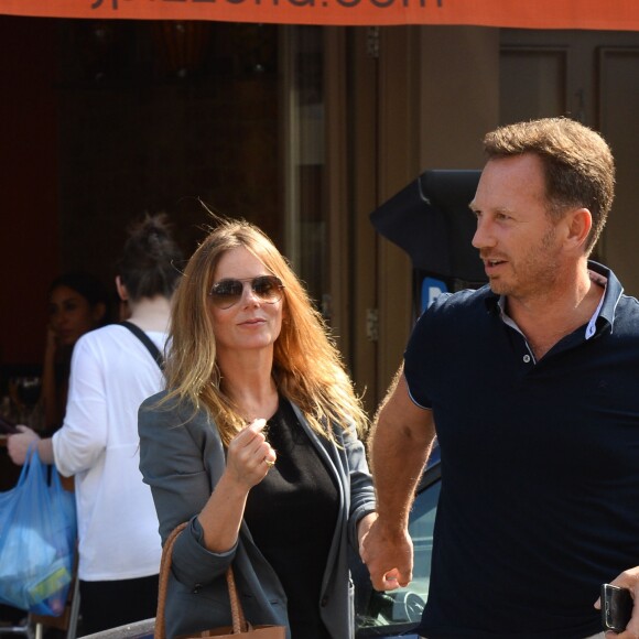 Geri Halliwell et son mari Christian Horner ont déjeuné en terrasse à Londres, avant de repartir au volant d'une Renault Twizy. Le 14 septembre 2016