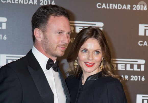 Christian Edward Johnston Horner et sa femme Geri Halliwell - Dîner de présentation du calendrier Pirelli à Londres. Le 30 novembre 2015