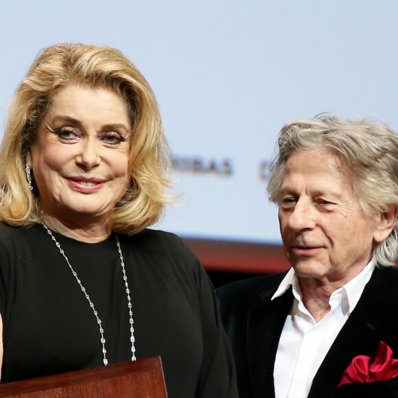 Catherine Deneuve et Roman Polanski lors de la remise du Prix Lumière 2016 à Catherine Deneuve durant le 8ème Festival Lumière à Lyon, le 14 octobre 2016