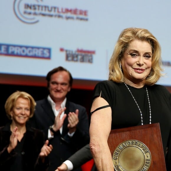 Catherine Deneuve et Roman Polanski lors de la remise du Prix Lumière 2016 à Catherine Deneuve durant le 8ème Festival Lumière à Lyon, le 14 octobre 2016