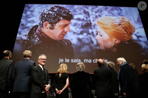 Thierry Fremaux, Catherine Deneuve et Roman Polanski lors de la remise du Prix Lumière 2016 à Catherine Deneuve durant le 8ème Festival Lumière à Lyon, le 14 octobre 2016