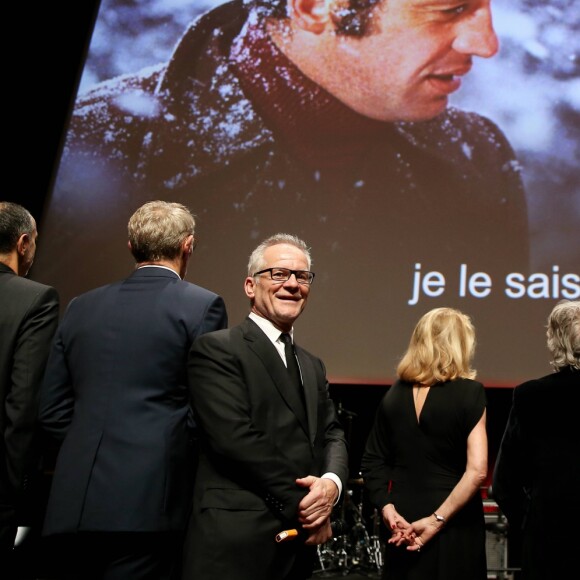 Thierry Fremaux, Catherine Deneuve et Roman Polanski lors de la remise du Prix Lumière 2016 à Catherine Deneuve durant le 8ème Festival Lumière à Lyon, le 14 octobre 2016