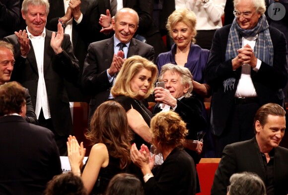 Catherine Deneuve et Roman Polanski lors de la remise du Prix Lumière 2016 à Catherine Deneuve durant le 8ème Festival Lumière à Lyon, le 14 octobre 2016