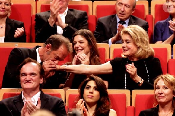 Vincent Lindon, Quentin Tarantino, Daniela Pick, Gérard Collomb, Chiara Mastroianni et Catherine Deneuve lors de la remise du Prix Lumière 2016 à Catherine Deneuve durant le 8ème Festival Lumière à Lyon, le 14 octobre 2016