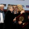 Roman Polanski, Bertrand Tavernier, Lambert Wilson et Catherine Deneuve lors de la remise du Prix Lumière 2016 à Catherine Deneuve durant le 8ème Festival Lumière à Lyon, le 14 octobre 2016