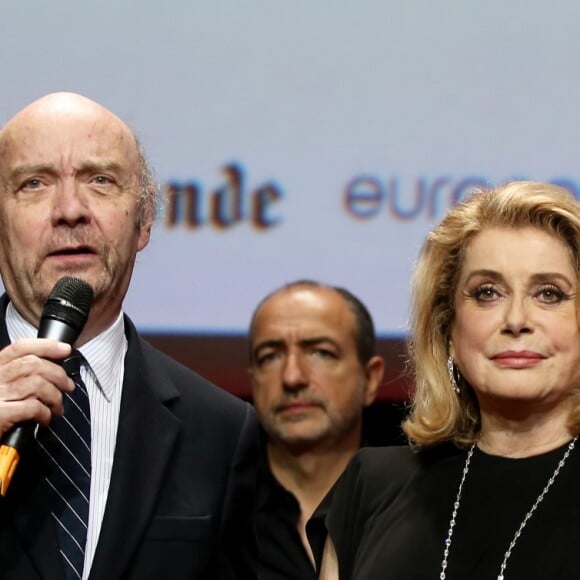 Jean-Paul Rappeneau et Catherine Deneuve lors de la remise du Prix Lumière 2016 à Catherine Deneuve durant le 8ème Festival Lumière à Lyon, le 14 octobre 2016