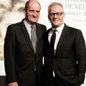 Pierre Lescure et Thierry Fremaux devant le photocall de la cérémonie du Prix Lumière lors du 8ème Festival Lumière à Lyon, le 14 octobre 2016