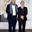 Bertrand Tavernier et Thierry Fremaux devant le photocall de la cérémonie du Prix Lumière lors du 8ème Festival Lumière à Lyon, le 14 octobre 2016