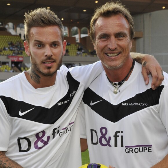 M.Pokora et David Ginola participent à un match caritatif à Monaco le 2 août 2011.