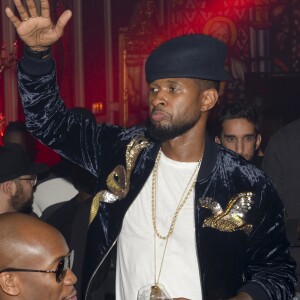 Exclusif - Usher fête ses 38 ans en compagnie de Robin Thicke et sa compagne April Love Geary à La Parisienne à Paris. Le 4 octobre 2016. © Rachid Bellak/Bestimage 