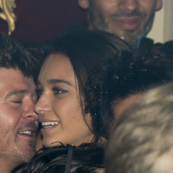 Exclusif - Usher fête ses 38 ans en compagnie de Robin Thicke et sa compagne April Love Geary à La Parisienne à Paris. Le 4 octobre 2016. © Rachid Bellak/Bestimage 