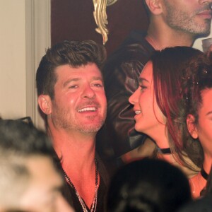 Exclusif - Usher fête ses 38 ans en compagnie de Robin Thicke et sa compagne April Love Geary à La Parisienne à Paris. Le 4 octobre 2016. © Rachid Bellak/Bestimage 