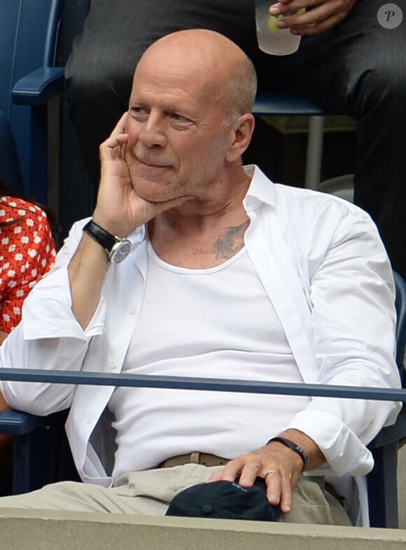 Bruce Willis lors de la demi finale de tennis de l' US open 2016 à New York le 9 septembre 2016.