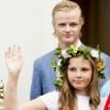 Marius Borg Hoiby et sa demi-soeur la princesse Ingrid Alexandra lors de la garden party du jubilé des 25 ans de règne du roi Harald V de Norvège à Trondheim le 23 juin 2016.