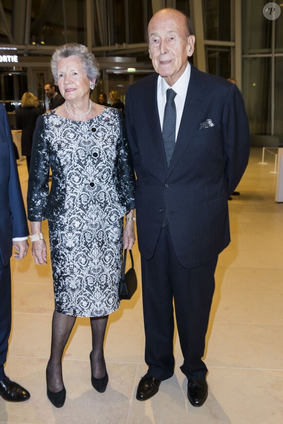 Valery Giscard d'Estaing et sa femme Anne-Aymone Giscard d'Estaing - Dîner d'inauguration de l'exposition "Icônes de l'Art Moderne. La Collection Chtchoukine" à la "Fondation Louis Vuitton" à Paris, France, le 20 octobre 2016.