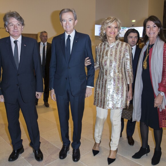Thierry Breton, Bernard Arnault et sa femme Hélène Arnault, Valérie Breton - Dîner d'inauguration de l'exposition "Icônes de l'Art Moderne. La Collection Chtchoukine" à la "Fondation Louis Vuitton" à Paris, France, le 20 octobre 2016.