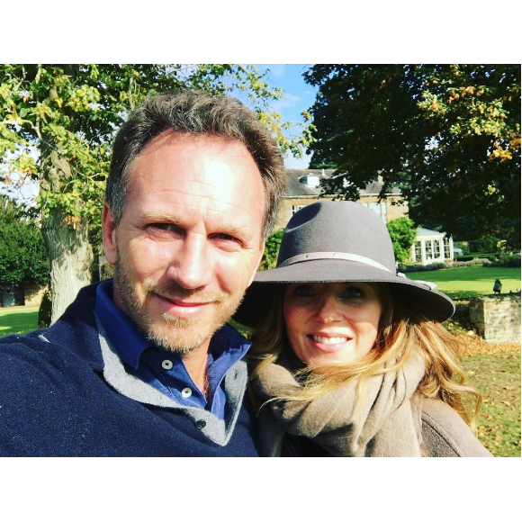 Geri Halliwell enceinte de son deuxième enfant, profite d'un week-end en famille à la campagne. Elle est accompagnée de son mari Christian Horner. Photo publiée sur Instagram à la fin du mois d'octobre 2016