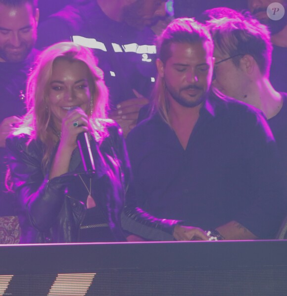 Lindsay Lohan et Dennis Papageorgiou à l'ouverture de son nouveau nightclub à Athènes en Grèce, le 15 octobre 2016