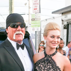 Hulk Hogan et sa femme Jennifer McDaniel - Arrivées au mariage d'Isabela Rangel et David Grutman à Miami le 23 avril 2016.