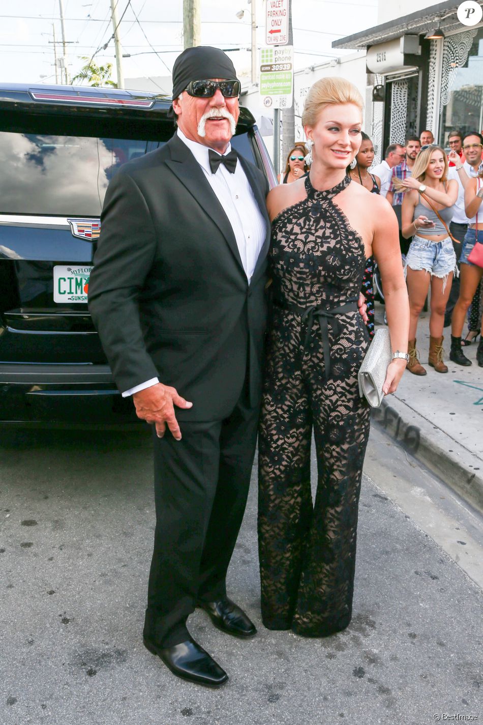 Hulk Hogan et sa femme Jennifer McDaniel - Arrivées au mariage d&#039;Isabela Rangel et David Grutman à Miami le 23 avril 2016.