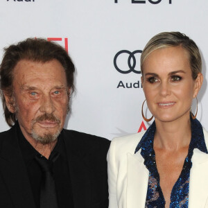 Johnny Hallyday et sa femme Laeticia Hallyday à la première de "Rules Don't Apply" à Los Angeles, le 10 novembre 2016.