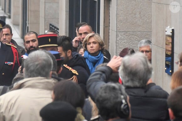 Valérie Pécresse lors de l'hommage aux victimes des attentats du 13 novembre 2015 devant le Stade de France à Saint-Denis, le 13 novembre 2016.