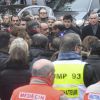 Didier Paillard, maire de Saint-Denis, François Hollande, président de la République, François Molins, procureur de la République de Paris lors de l'hommage aux victimes des attentats du 13 novembre 2015 devant le Stade de France à Saint-Denis, le 13 novembre 2016.