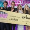 Julien, grand gagnant de "Secret Story 10" lors de la finale du 17 novembre 2016 sur NT1. Ici avec les autres finalistes !