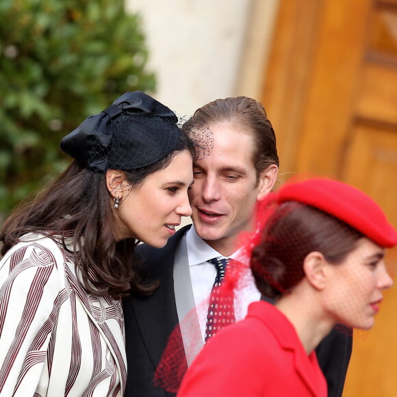 Charlotte Casiraghi, Andrea Casiraghi et sa femme Tatiana Santo Domingo - La famille royale de Monaco arrive à la Cathédrale de Monaco pour une messe solennelle d'action de grâce et un Te Deum le jour de la Fête Nationale, le 19 novembre 2016. © Bruno Bebert/Dominique Jacovides/Bestimage