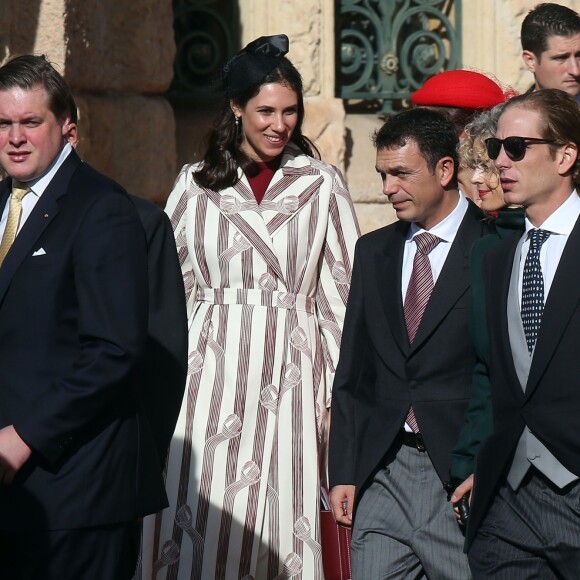 Andrea Casiraghi et sa femme Tatiana Santo Domingo à la sortie de la cathédrale de Monaco après la messe solennelle d'action de grâce dans le cadre de la Fête Nationale monégasque, le 19 novembre 2016. © Bruno Bebert/Dominique Jacovides/Bestimage