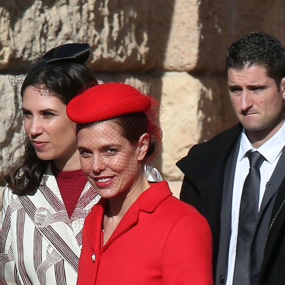 Tatiana Santo Domingo, Charlotte Casiraghi à la sortie de la cathédrale de Monaco après la messe solennelle d'action de grâce dans le cadre de la Fête Nationale monégasque, le 19 novembre 2016. © Bruno Bebert/Dominique Jacovides/Bestimage