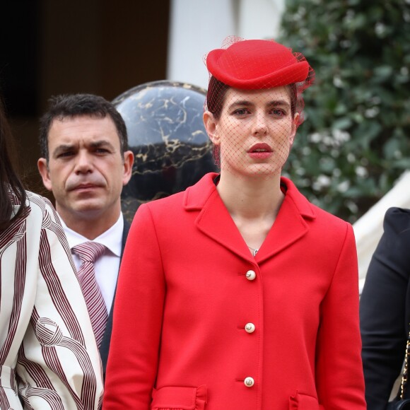 Charlotte Casiraghi dans la cour d'honneur du palais princier le 19 novembre 2016 pour la prise d'armes dans le cadre de la Fête nationale monégasque. Autour du couple princier étaient rassemblés la princesse Caroline, Andrea Casiraghi avec son épouse Tatiana Santo Domingo et leurs enfants Sasha et India, Charlotte Casiraghi, Pierre Casiraghi et sa compagne Beatrice Borromeo, enceinte de leur premier enfant, la princesse Alexandra de Hanovre, la princesse Stéphanie de Monaco et son fils Louis Ducruet, ainsi que Mélanie de Lusignan. © Olivier Huitel / Crystal Pictures / Pool Restreint Monaco / Bestimage