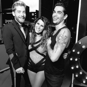 Karine Ferri avec Yann-Alrick Mortreuil et Christophe Licata dans Danse avec les stars - Photo publiée sur Instagram en novembre.