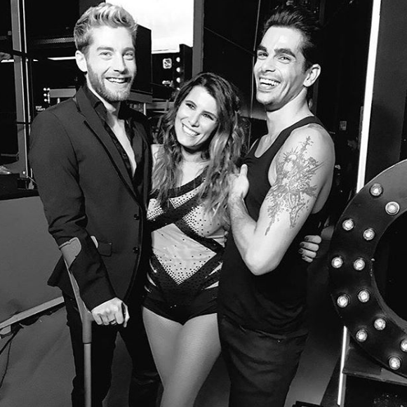 Karine Ferri avec Yann-Alrick Mortreuil et Christophe Licata dans Danse avec les stars - Photo publiée sur Instagram en novembre.