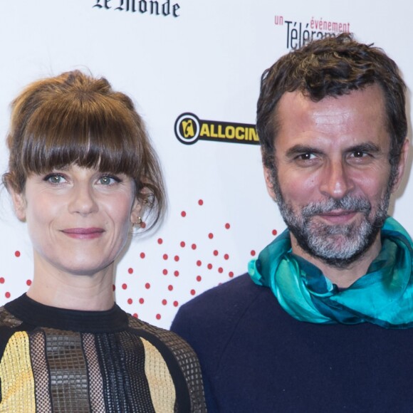 Marina Foïs et son compagnon Eric Lartigau - Inauguration de l'exposition "Lumière! Le cinéma inventé!" au Grand Palais à Paris, le 26 mars 2015.